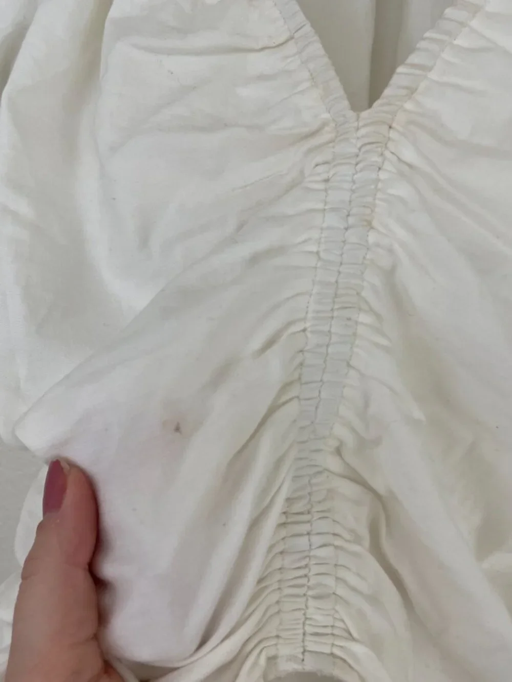 Reformation Sonny White Ruched Puff Sleeve Top Size 0